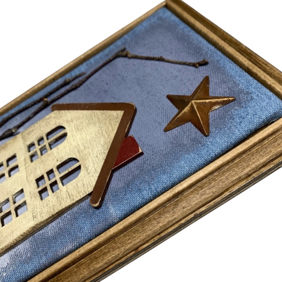 Mixed Media Wall Art | Winter Scene | House | Snow | Trees | Stars | 3D … - Picture 2 of 5